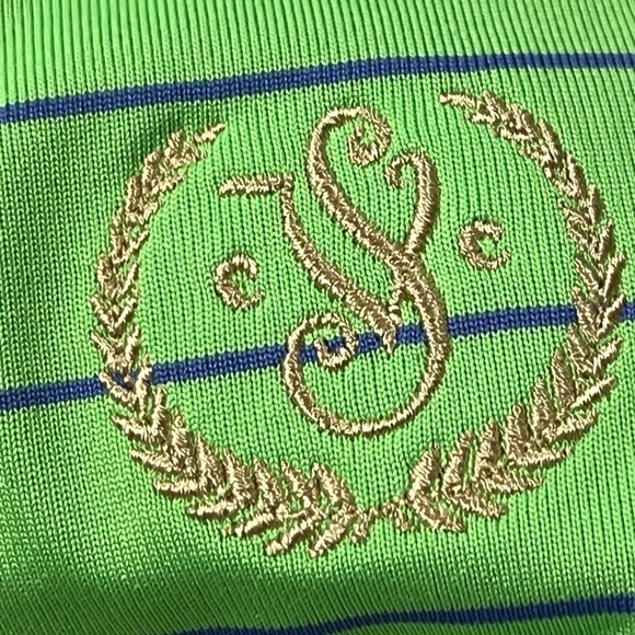 Donald Ross Green Striped Golf Polo Mens Golfer Preppy Country Club - Picture 3 of 4